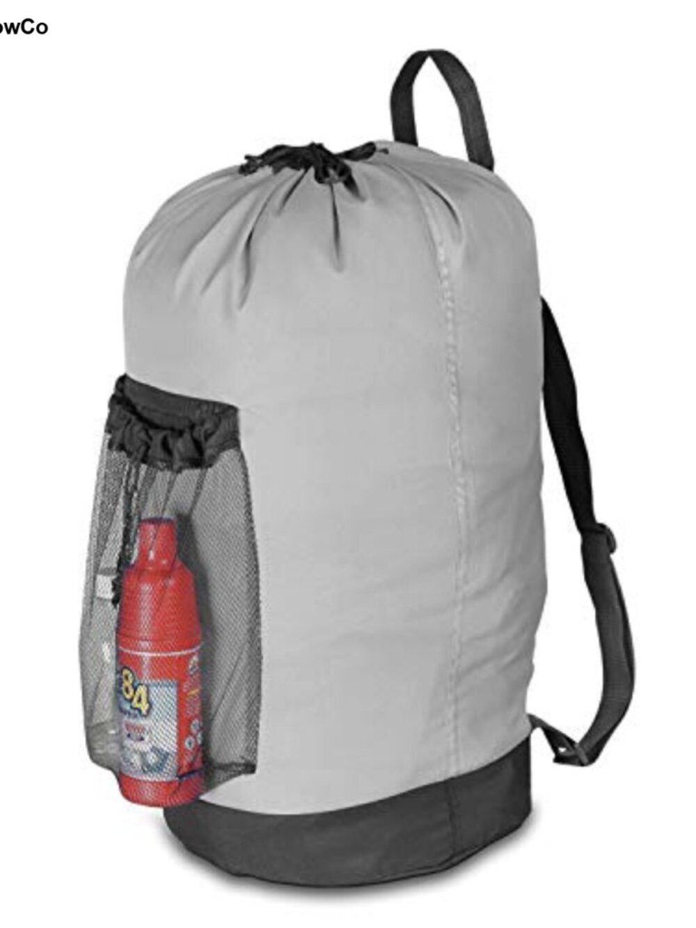 Laundry Backpack Bag with Shoulder Straps Mesh Pocket Nylon Drawstring